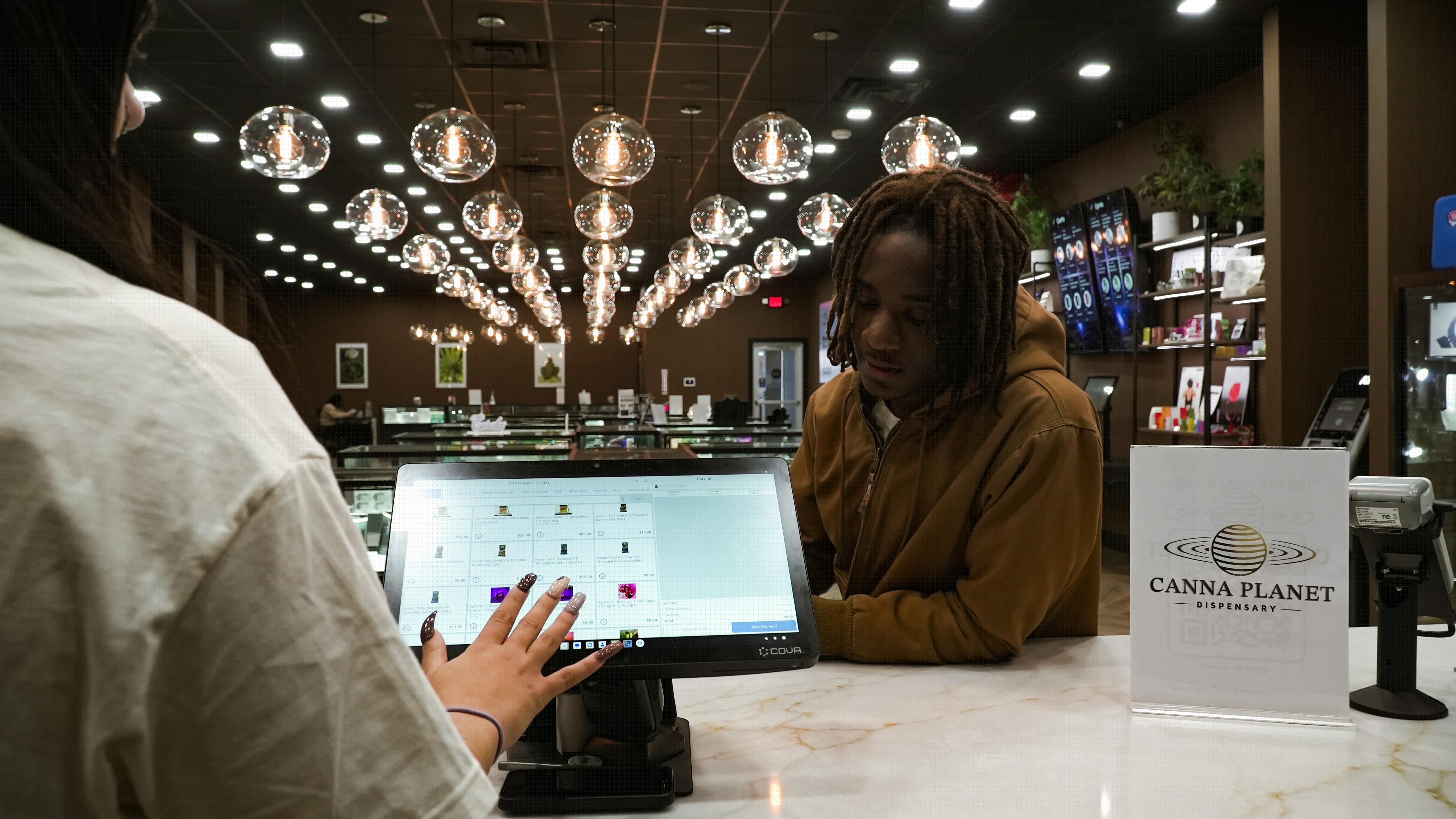 A modern point-of-sale system in a retail store